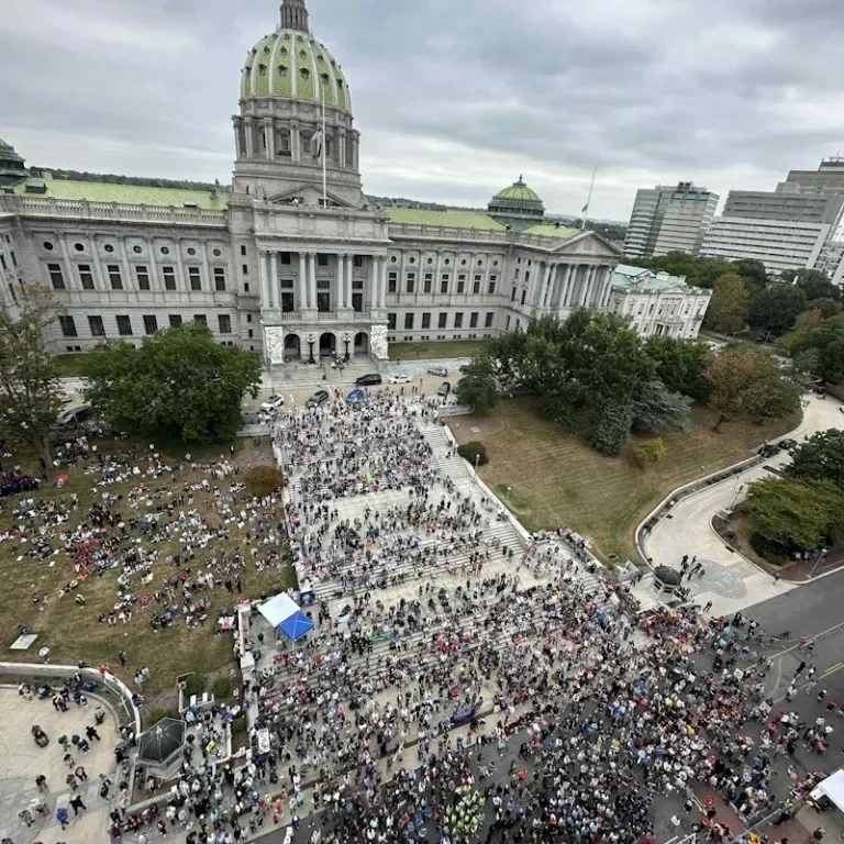 An aerial view shows the thousands gathered at the State Capitol on September 22 for the annual March for Life.
