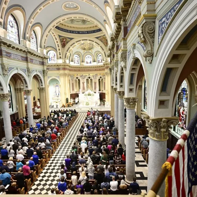 A view from the choir loft shows the congregation gathered for Holy Mass before the March for Life in Harrisburg September 22.